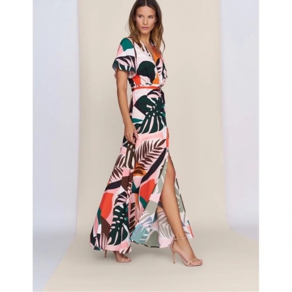 Hutch Kiera Wrap Dress Maxi Tropical Print - Picture 3 of 9